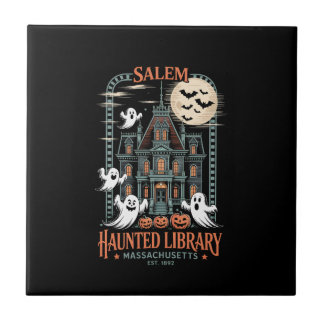 Azulejo De Cerâmica Bookworm Halloween Shirt Haunted Library