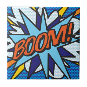 Azulejo De Cerâmica BOOM Diversão Retro Quadrinho Pop Art