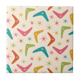 Azulejo De Cerâmica Boomerang de meio século com estímulos retrorrefle