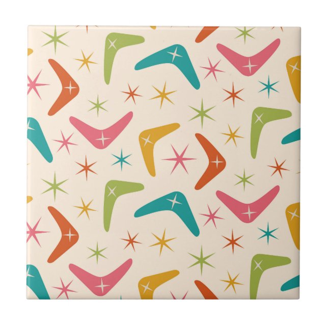 Azulejo De Cerâmica Boomerang de meio século com estímulos retrorrefle (Frente)