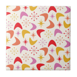 Azulejo De Cerâmica Boomerang de meio século com Impulsos Estelares Co