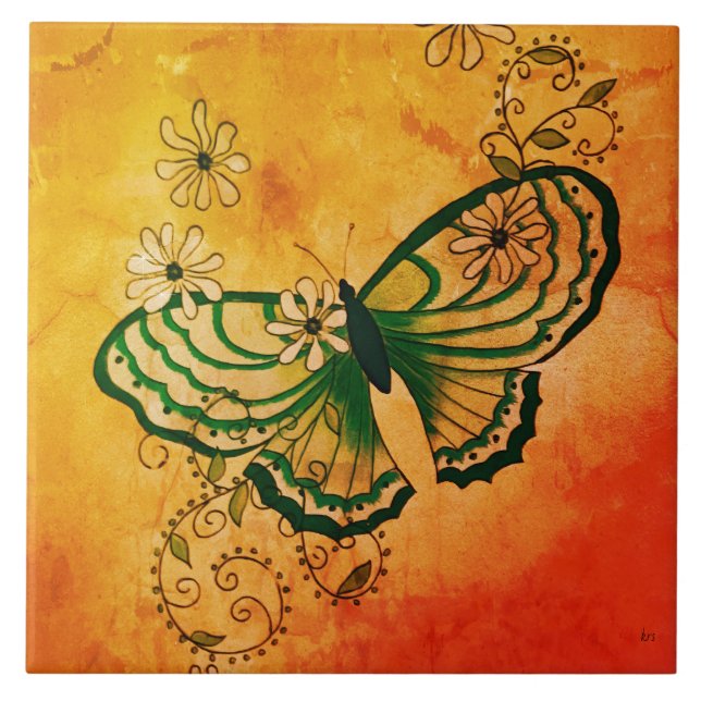 Azulejo De Cerâmica Borboleta (Frente)