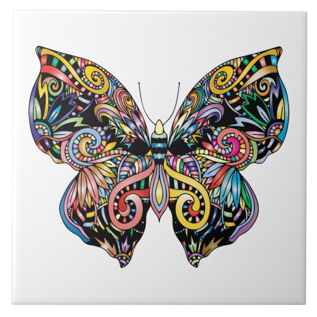 Azulejo De Cerâmica Borboleta abstrata (Frente)