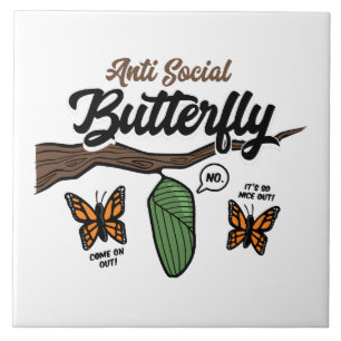 Azulejo De Cerâmica Borboleta Anti Social