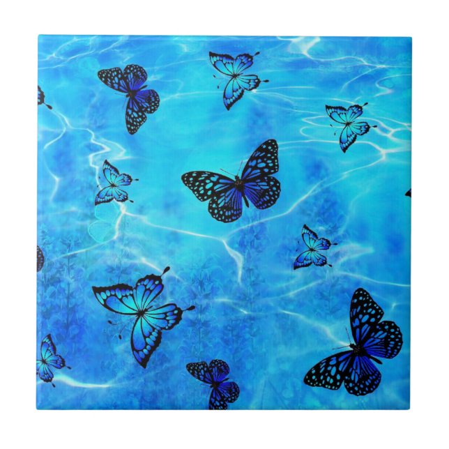 Azulejo De Cerâmica Borboleta Azul (Frente)