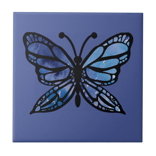 Azulejo De Cerâmica Borboleta Azul (Frente)