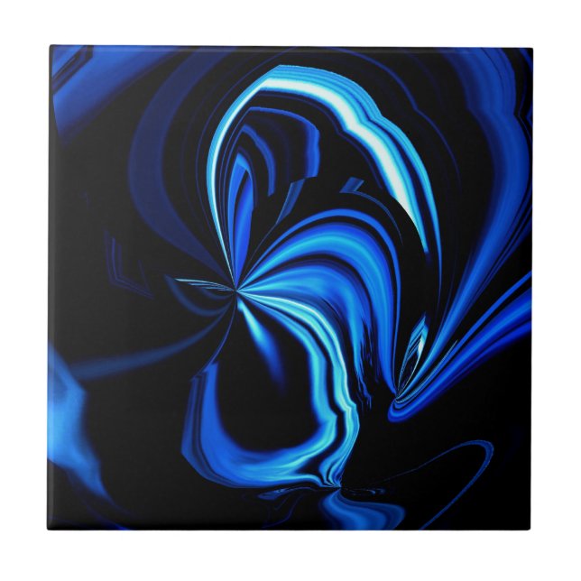 Azulejo De Cerâmica Borboleta Azul Abstrato (Frente)