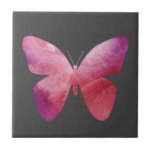 Azulejo De Cerâmica Borboleta branca rosa