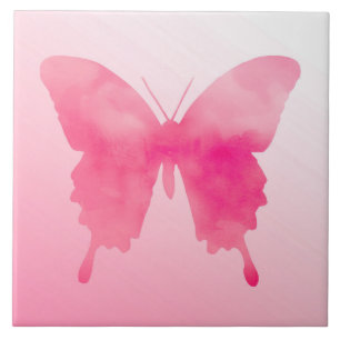 Azulejo De Cerâmica Borboleta de Aquarela - Fúcsia e Rosa