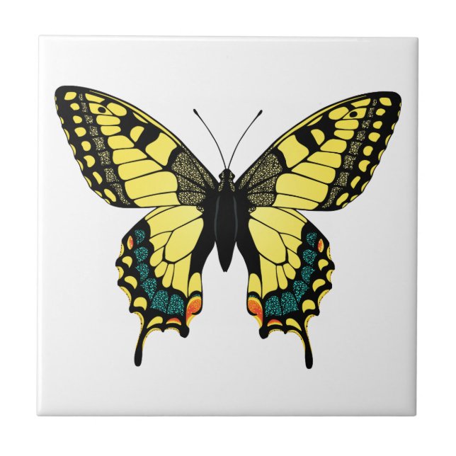 Azulejo De Cerâmica borboleta de cor vibrante (Frente)