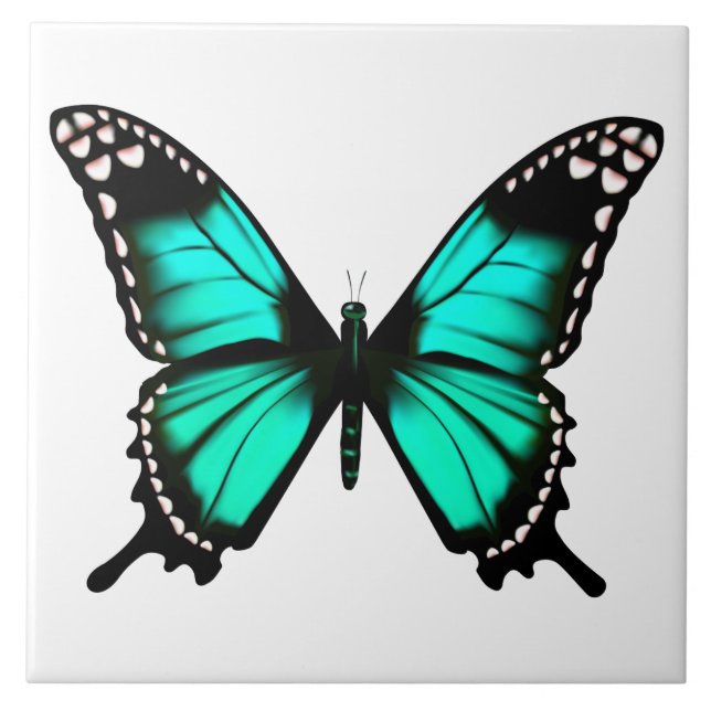 Azulejo De Cerâmica borboleta de cores vibrantes (Frente)