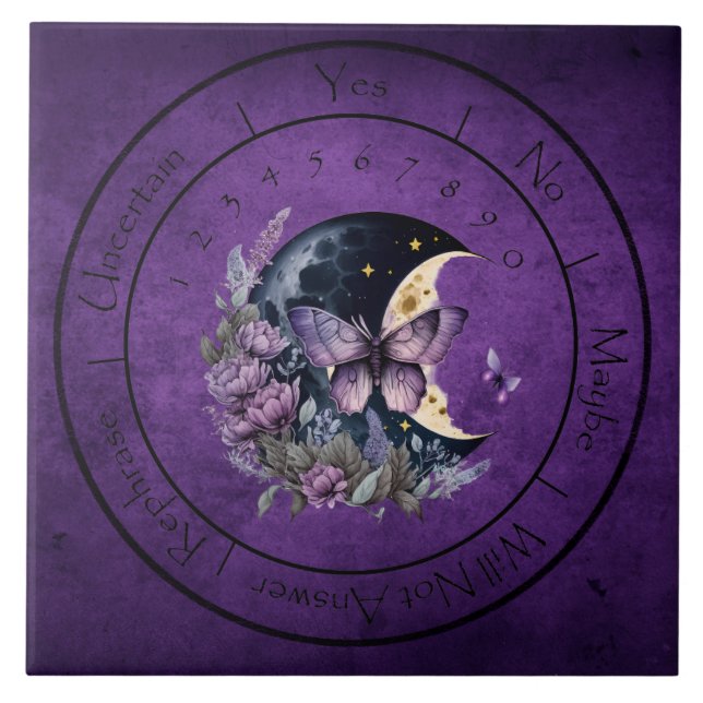 Azulejo De Cerâmica Borboleta de fantasia roxa Pendulum (Frente)