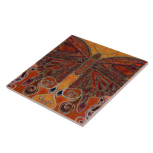 Azulejo De Cerâmica Borboleta de Nouveau da arte (pintura)