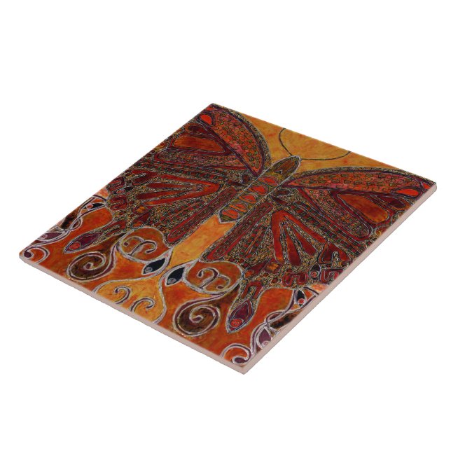 Azulejo De Cerâmica Borboleta de Nouveau da arte (pintura) (Lateral)