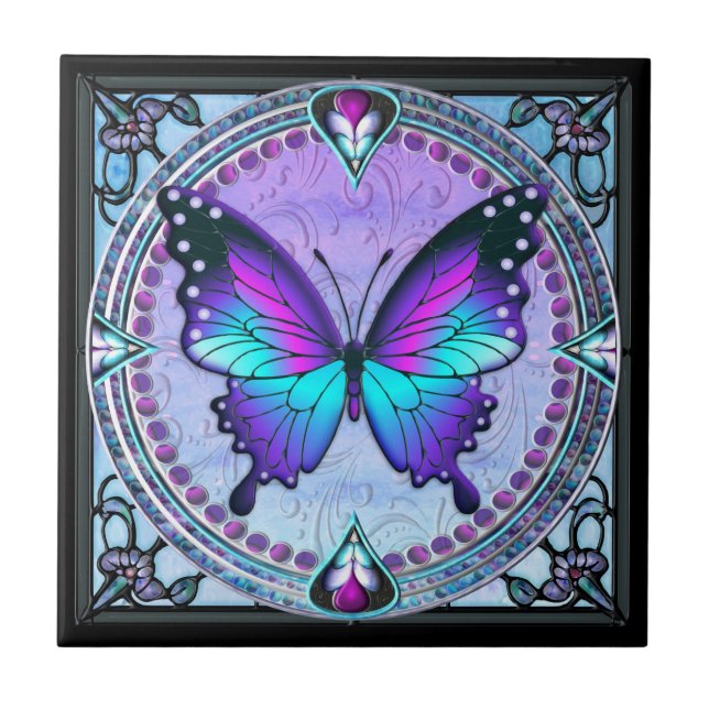 Azulejo De Cerâmica Borboleta de sublimação com fundo (Frente)