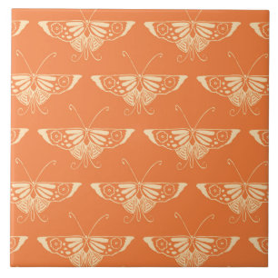 Azulejo De Cerâmica Borboleta Deco estilizada - laranja coral