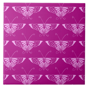 Azulejo De Cerâmica Borboleta Deco estilizada - magenta e rosa