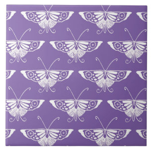 Azulejo De Cerâmica Borboleta estilizado de Deco - lilac empoeirado