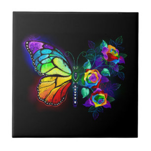 Azulejo De Cerâmica Borboleta-flor-arco-íris