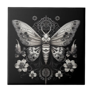 Azulejo De Cerâmica Borboleta metálica moderna com flores