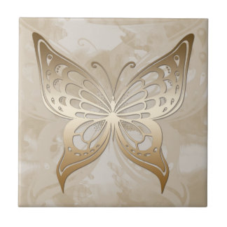 Azulejo De Cerâmica Borboleta ouro