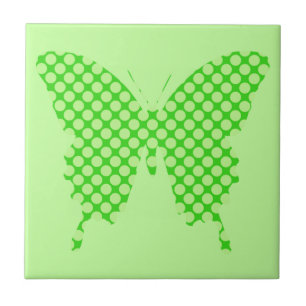 Azulejo De Cerâmica Borboleta, pontos retrógrados, tons de verde lim