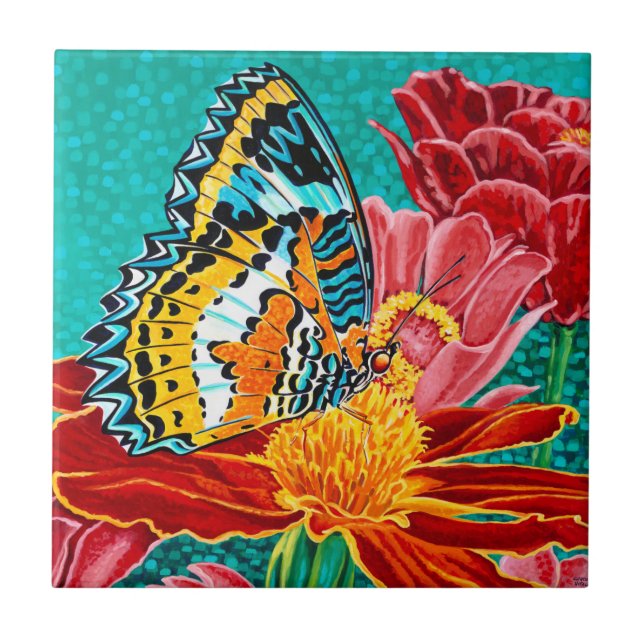 Azulejo De Cerâmica Borboleta Posta I (Frente)