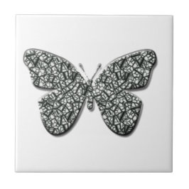 Azulejo De Cerâmica Borboleta Preta E Branca Elegante