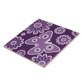 Azulejo De Cerâmica Borboleta-Primavera Roxo E Lavanda Moderna