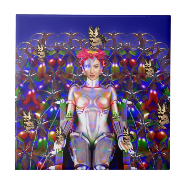 Azulejo De Cerâmica Borboleta Robot (Frente)
