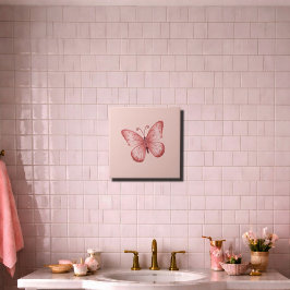 Azulejo De Cerâmica Borboleta Rosa Caprichosa