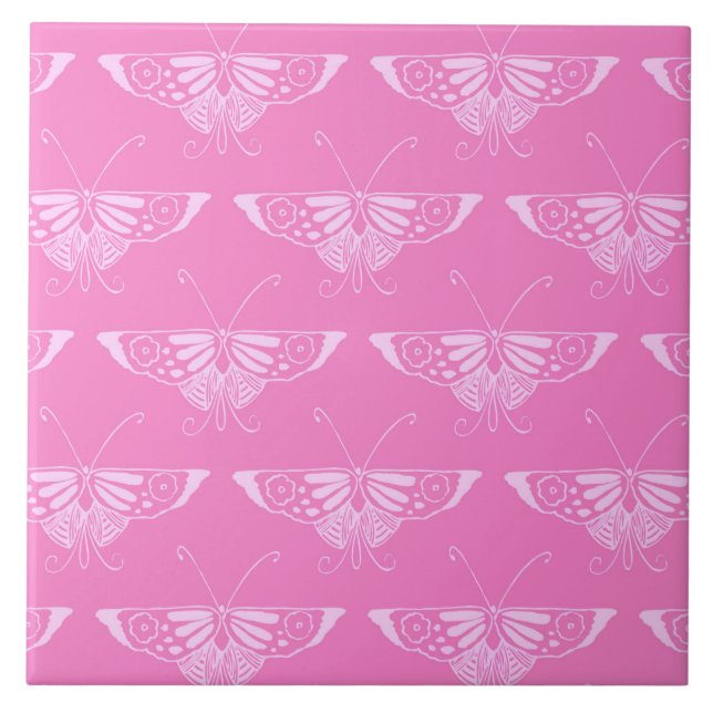 Azulejo De Cerâmica Borboleta Stylized Deco - rosa orquídea (Frente)