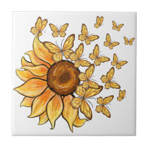 Azulejo De Cerâmica Borboleta Sunflower