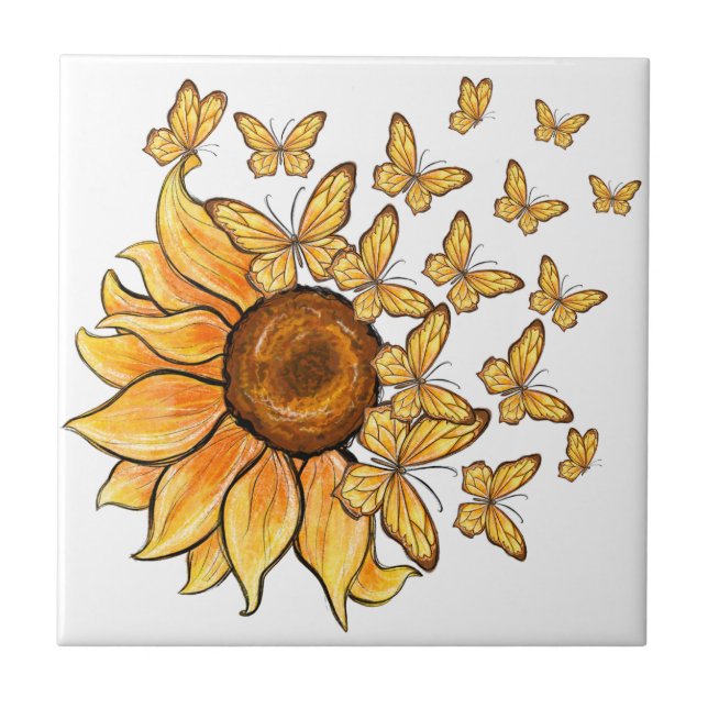 Azulejo De Cerâmica Borboleta Sunflower (Frente)