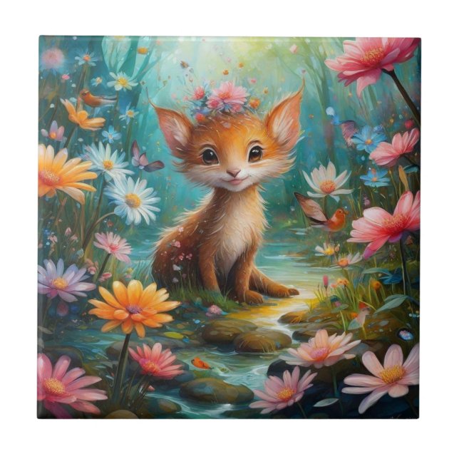 Azulejo De Cerâmica Borboletas de cogumelos mágicos (Frente)