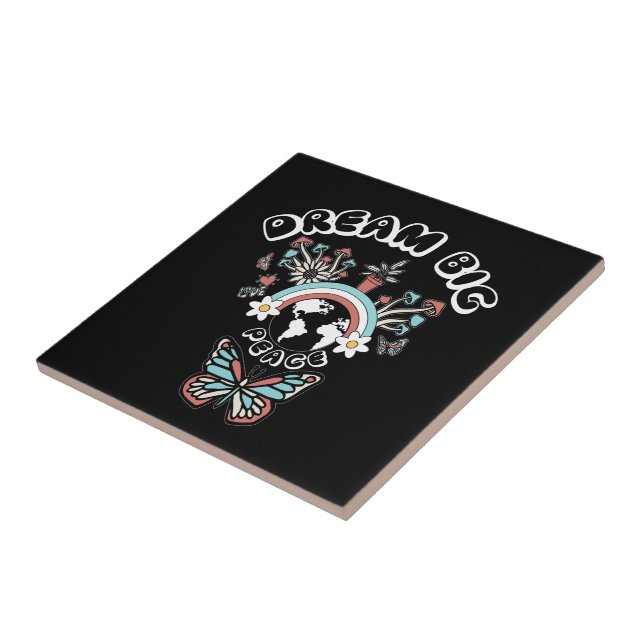 Azulejo De Cerâmica Borboletas e Cogumelos Sonham Grande inspo positiv (Lateral)