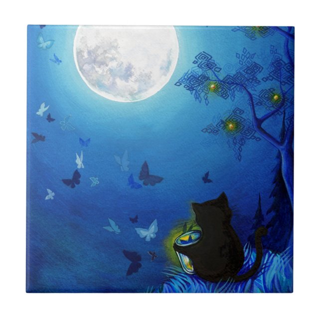 Azulejo De Cerâmica Borboletas e lanternas feericamente (Frente)