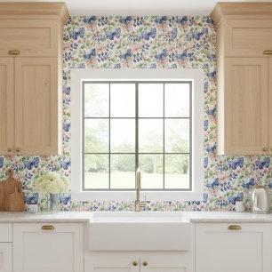 Azulejo De Cerâmica Borboletas Florais Azuis-Cor-de-Água Vibrantes