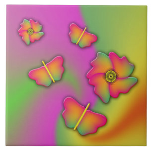 Azulejo De Cerâmica Borboletas & flores