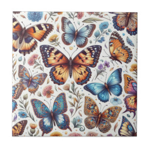 Azulejo De Cerâmica borboletas flores padrão arte natural