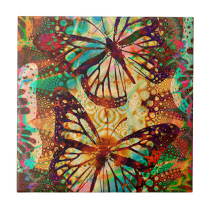 Azulejo De Cerâmica Borboletas Psicodélicas Tie Dye