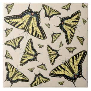 Azulejo De Cerâmica Borboletas Rabo de Andorinha Amarelo do Sudoeste p