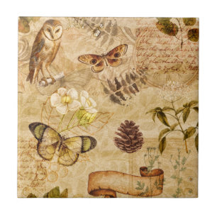 Azulejo De Cerâmica Borboletas Vintage Garden Floral Cerâmica Azulejo