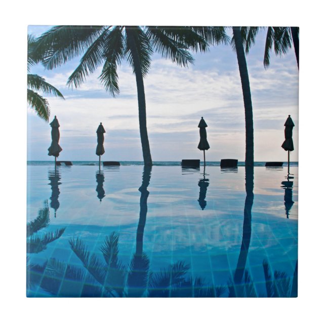 Azulejo De Cerâmica Borda da piscina do perto do oceano (Frente)