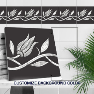 Azulejo De Cerâmica Borda sem costura de tulipa turca