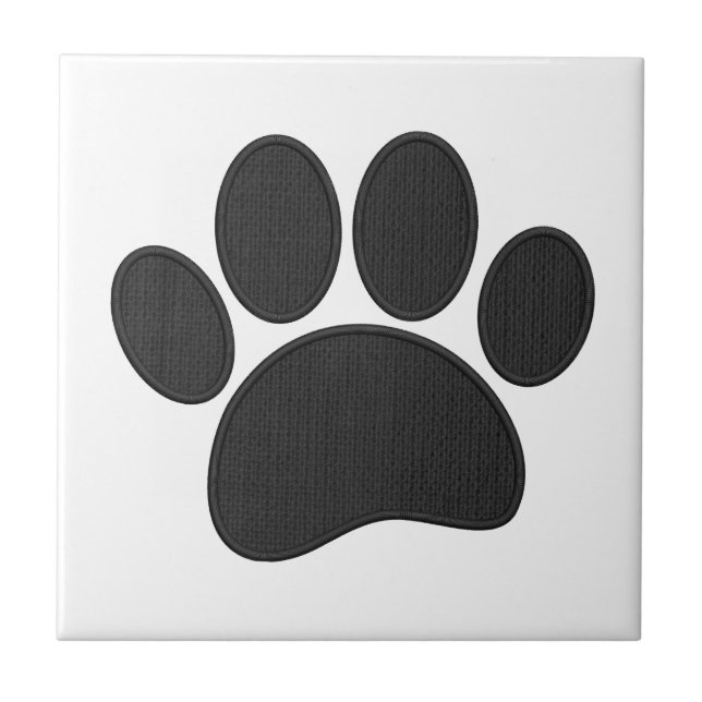 Azulejo De Cerâmica Bordado de Faux de Pawprint do Cão (Frente)