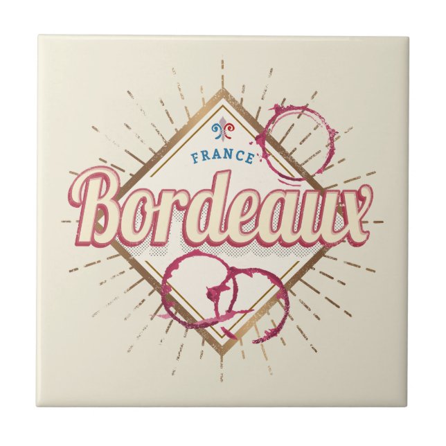 Azulejo De Cerâmica Bordeaux Nouvelle-Aquitaine França Retro Wine (Frente)