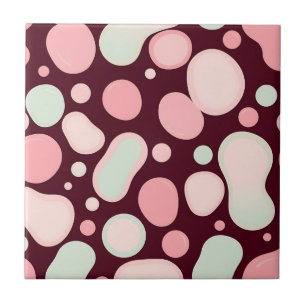 Azulejo De Cerâmica Bordô Rosa Menta Padrão Abstrato de Bolhas Orgânic