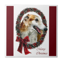 Azulejo De Cerâmica Borzoi Christmas