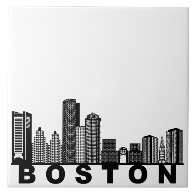 Azulejo De Cerâmica Boston Skyline Silhouette  (Frente)